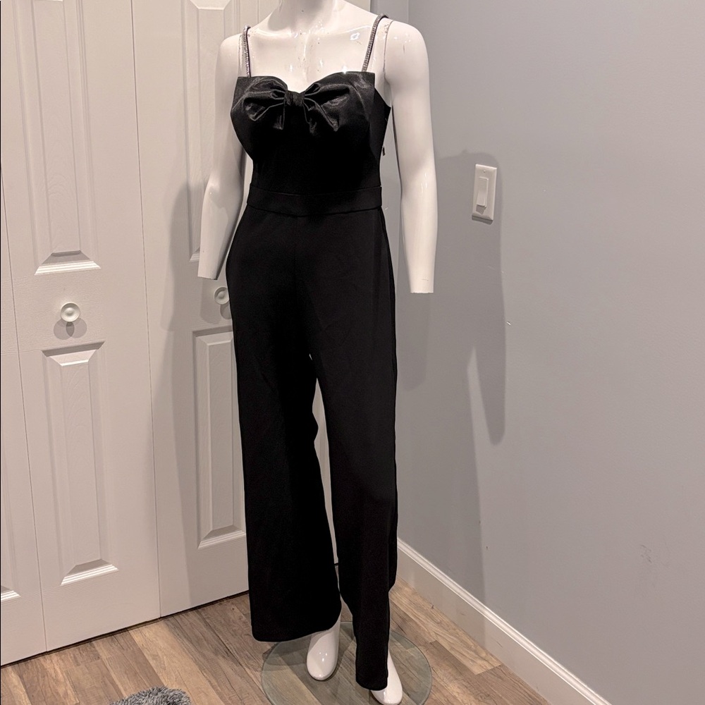 NWOT Eliza J rhinestone strap and bow detail jumpsuit - Picture 3 of 14